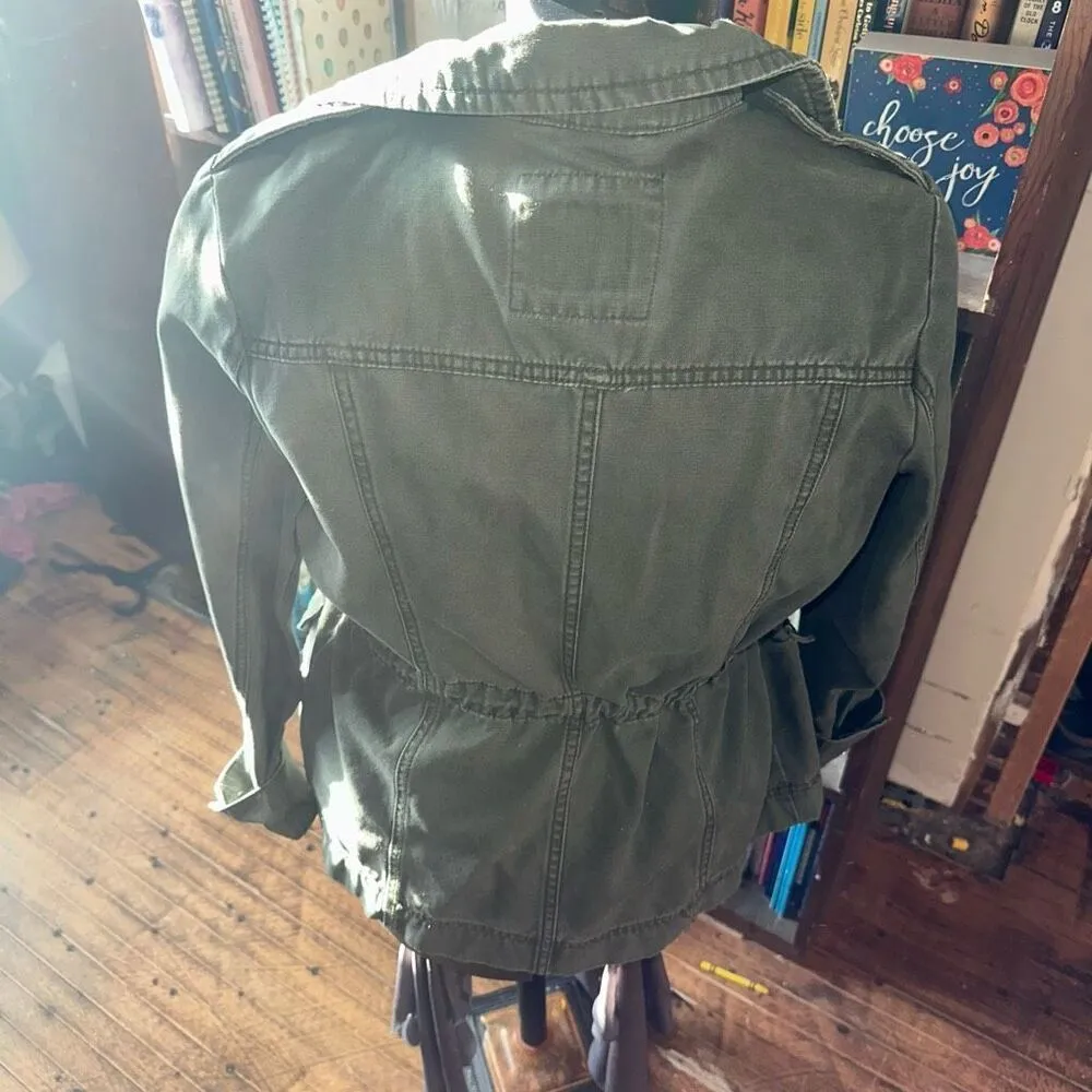 Old Navy green utility elevated basics minimalist S drawstring jacket - Image 2