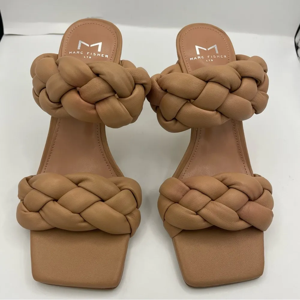 leather braided comfy heeled tan sandals women Size 5 1/2M - Image 6