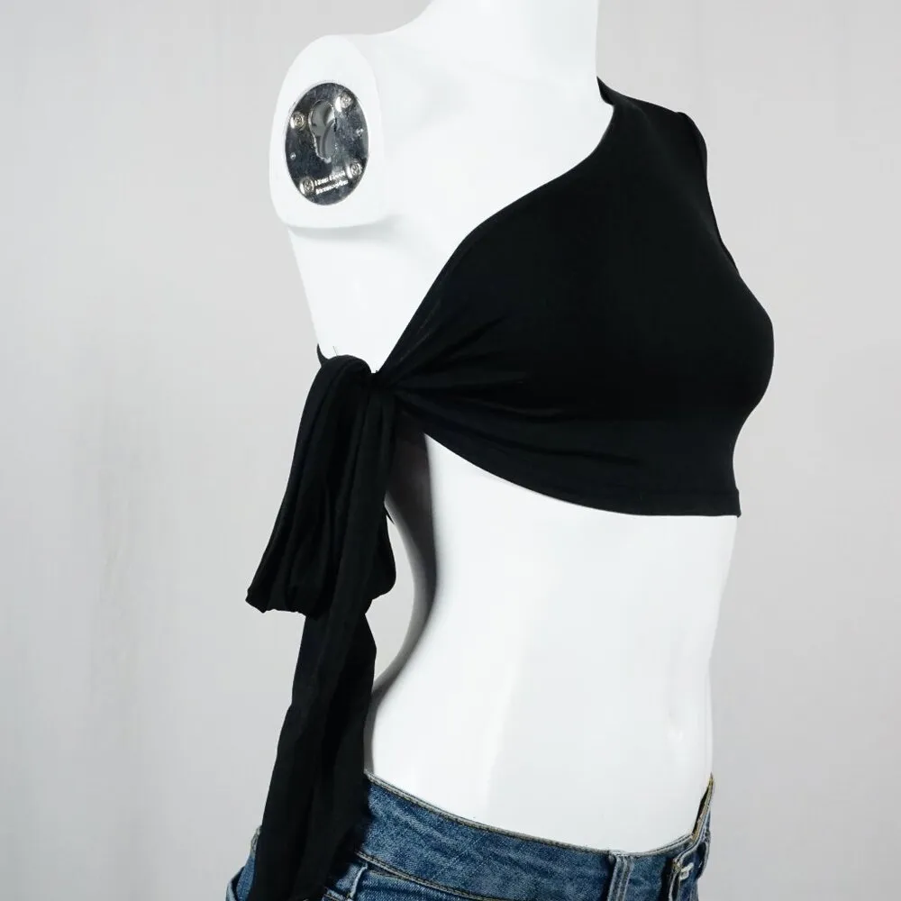Pretty Garbage Soft Black One Shoulder Crop Top Womans NEW! Size 4 - Image 6
