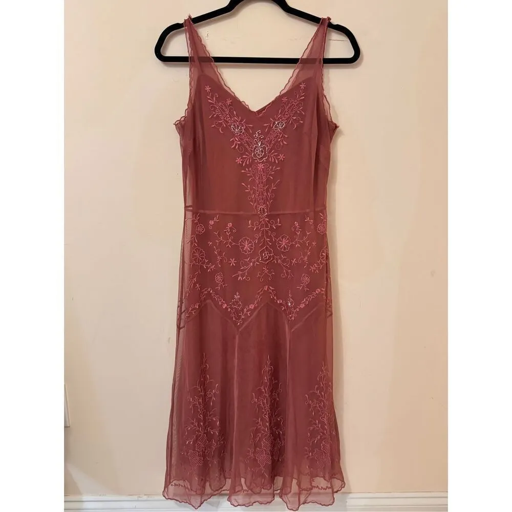 Vintage Newport News Whimsical Fairy Beaded Mesh Dress S Purple Size 4 - Image 10