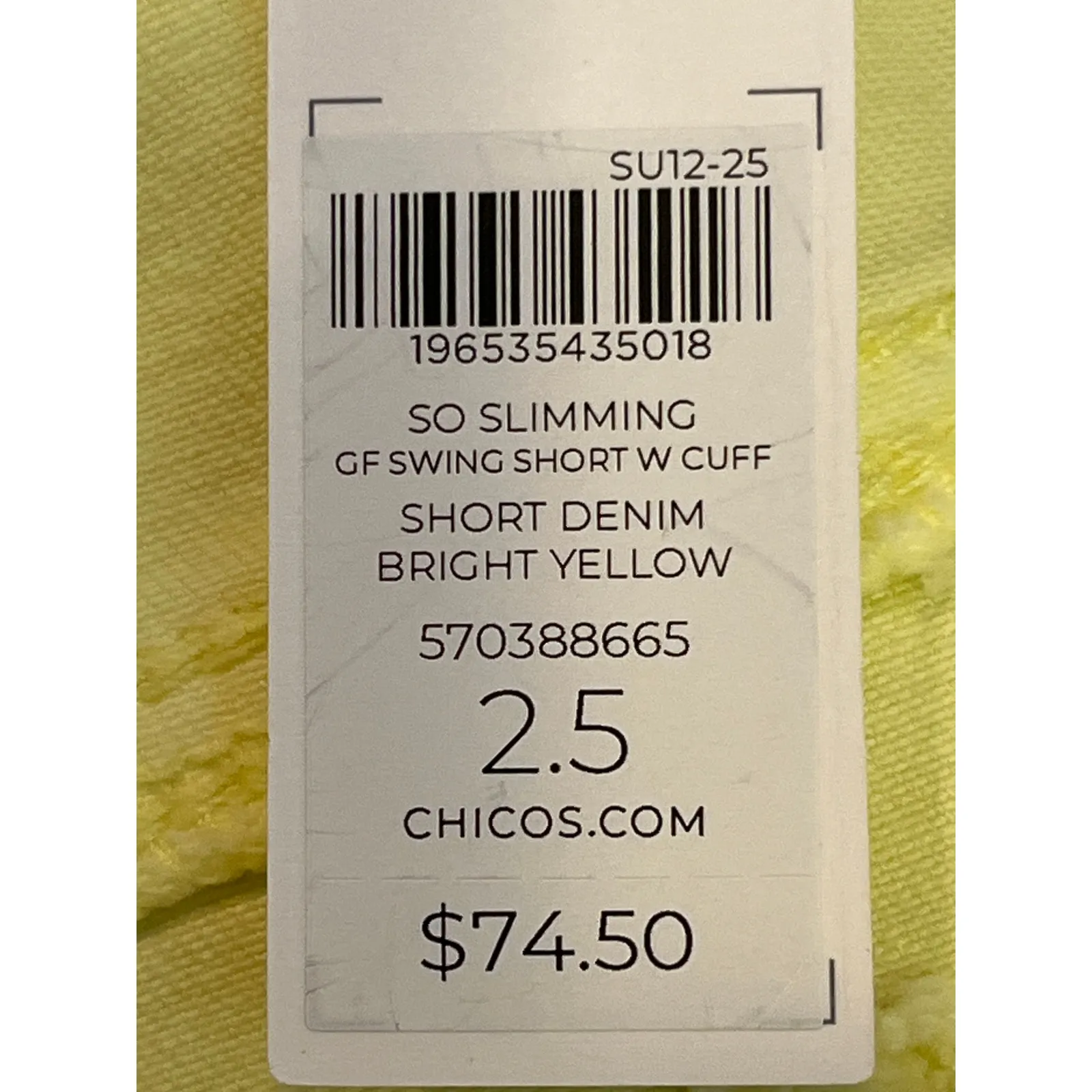 Chicos NEW So‎ Slimming Girlfriend Yellow Cuffed Shorts Size 2.5 US 14 - Image 4