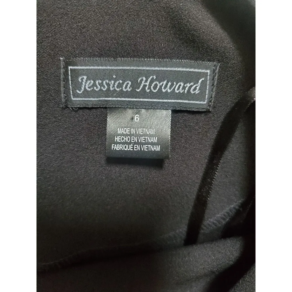 NWT Jessica Howard Black Size 6 Silver Studded Sleeve Cocktail Dress Wor… - Image 5