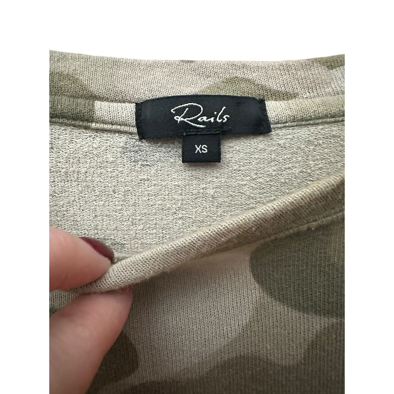 Rails Kelli Camo Sweatshirt Military Patch Detail Size XS Camouflage #A6-2 - Image 5