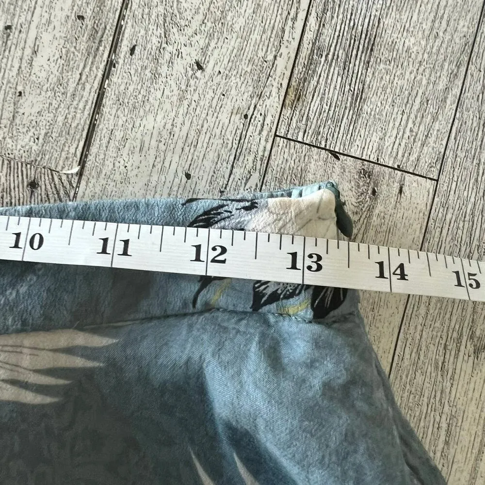 ZARA Basic Shorts Women’s Size SmallCrane Birds Ruffle Layers Blue Wide Zipper - Image 11