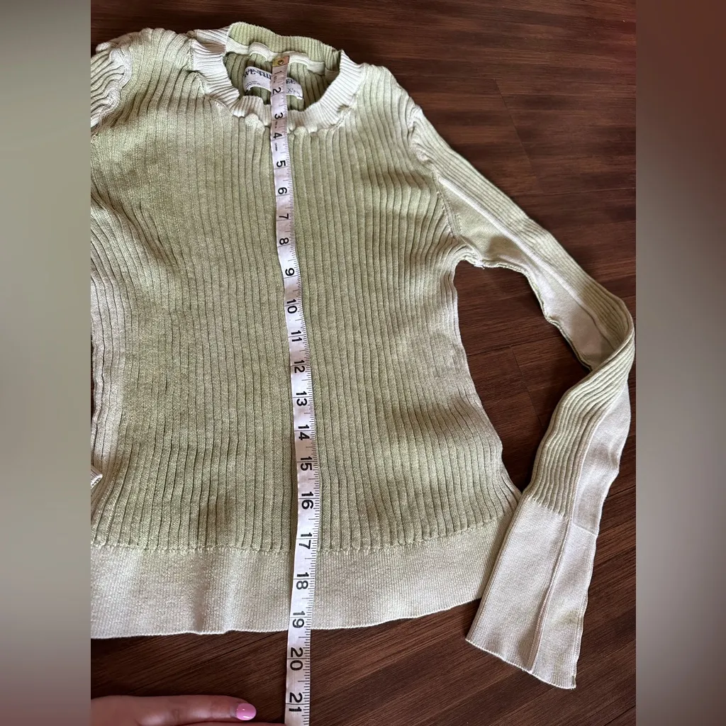 Free People we the free Between The Lines Rib Jumper Sweater Sz XS light green - Image 7
