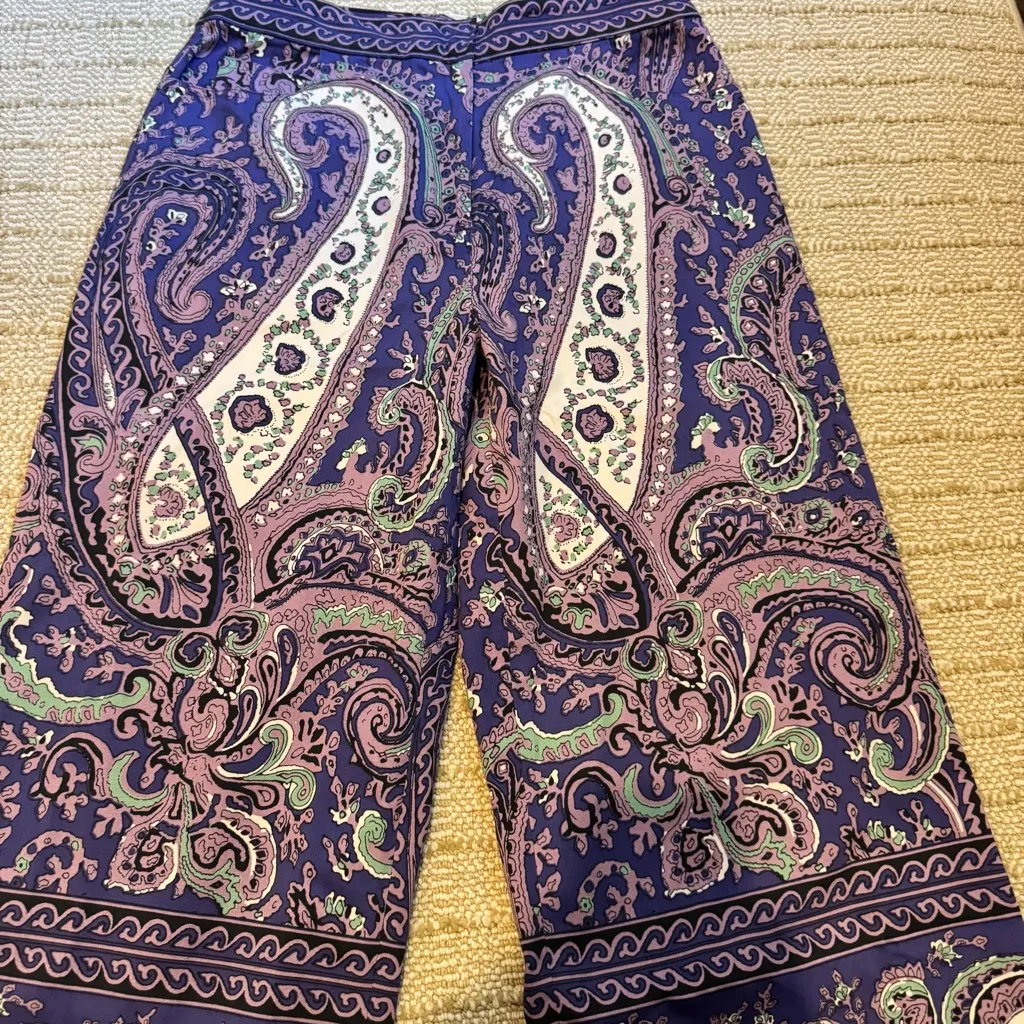 NWT Julia Amory Paisley Purple Babe Pants Cotton Satin Lycra | M Size M - Image 4