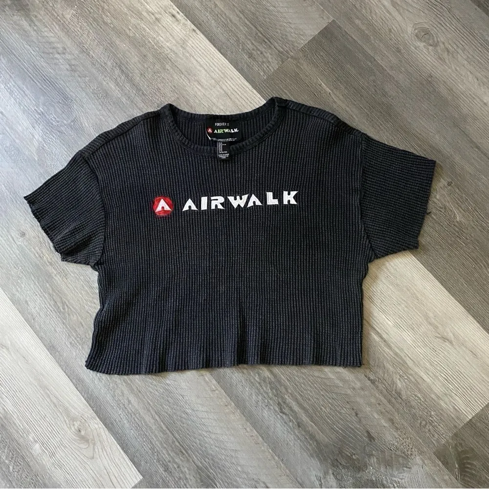 Airwalk Waffle Crop Top Black Medium Forever 21 Athleisure Streetwear - Image 3