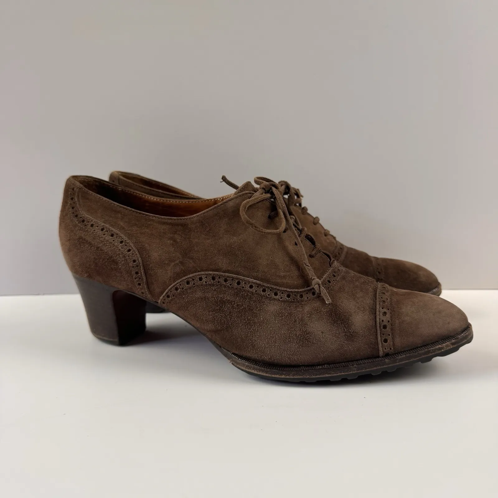 Vtg Polo Ralph Lauren Oxford Wingtip Heels Derby Booties‎ Pumps Sz 10 B Italy - Image 4