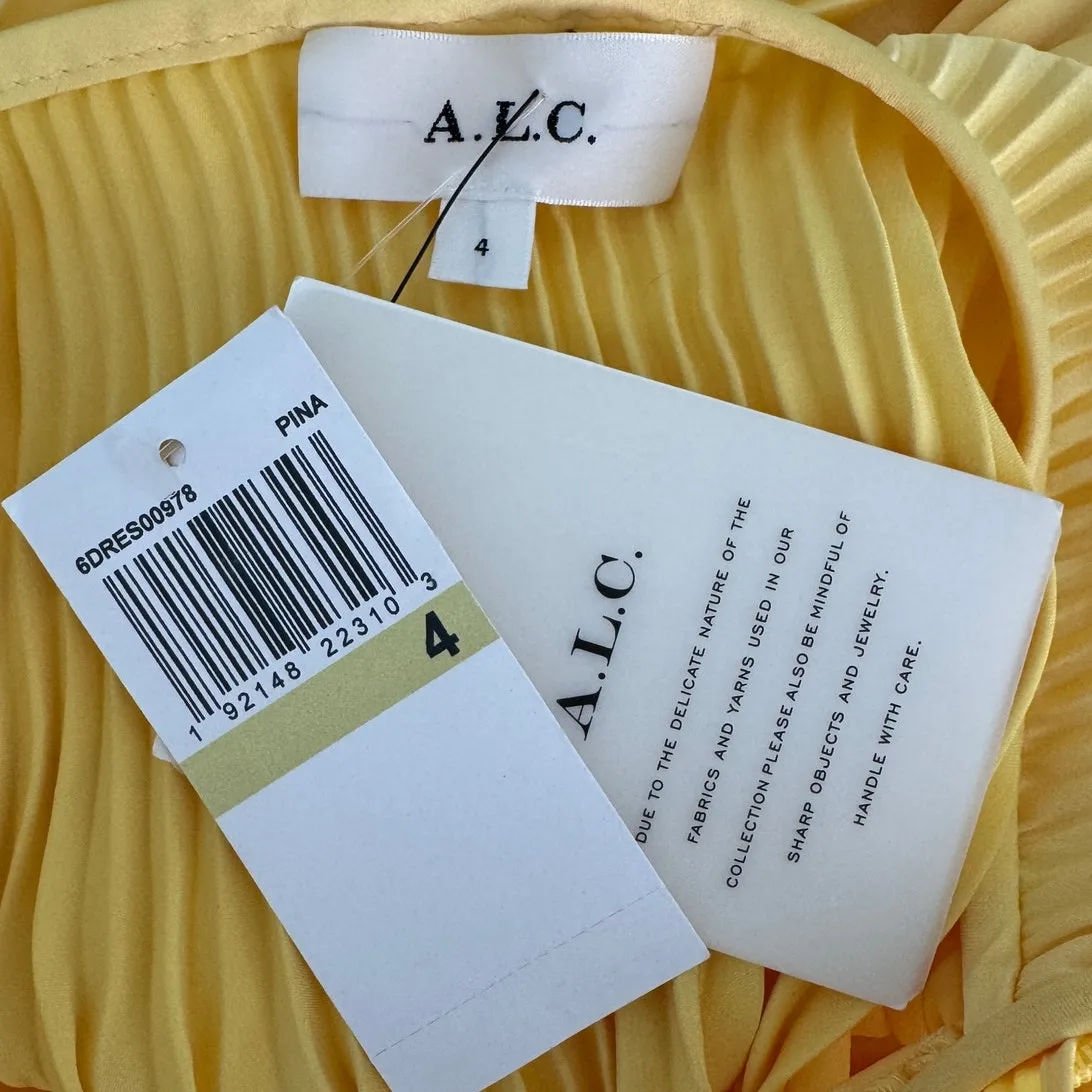 A.L.C. Aries Dress in pina yellow pleated maxi ALC size 4 - Image 10