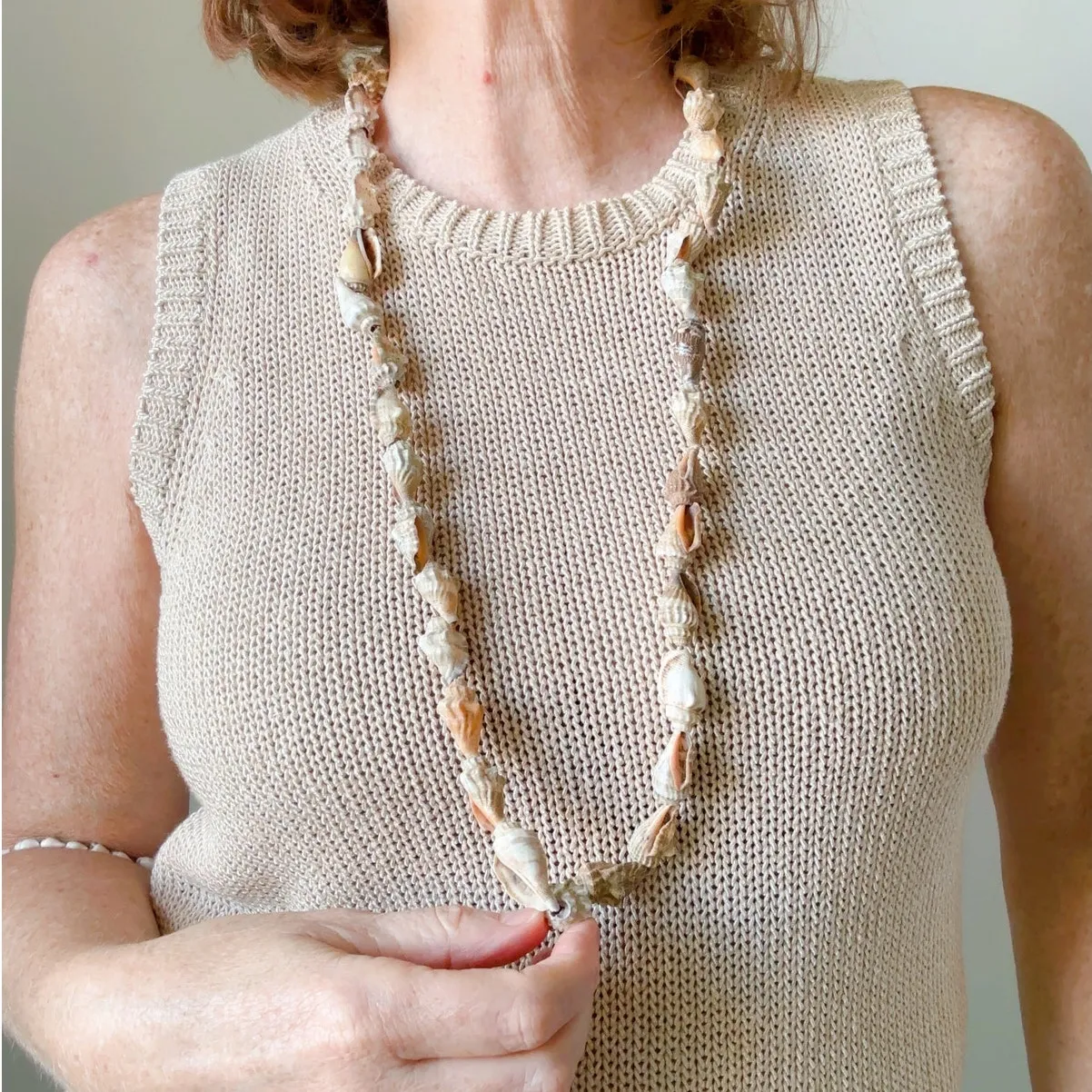 Set of 4 Seashell long strand necklaces Beachy Indie Vintage Jewelry Boho - Image 5