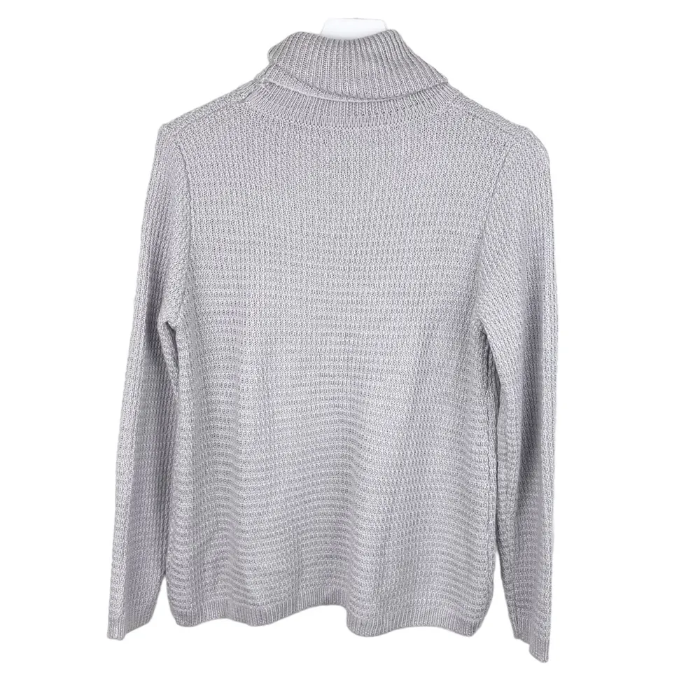 Lulus Cromwell Light Grey Waffle Knit Cozy Turtleneck Sweater Women's Size Small - Image 5