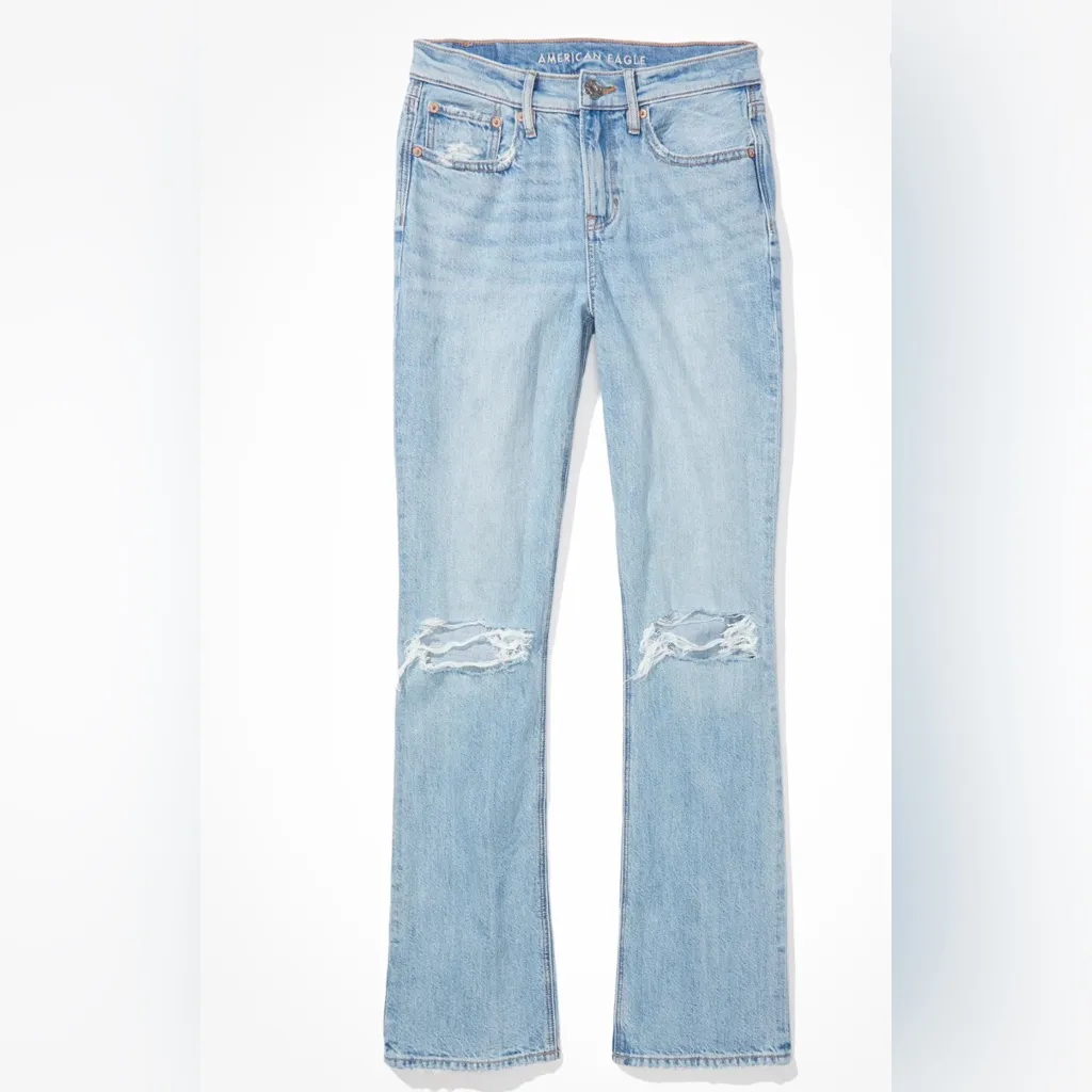 American Eagle 90’s bootcut distressed knees light wash comfort waist jeans 2reg - Image 4