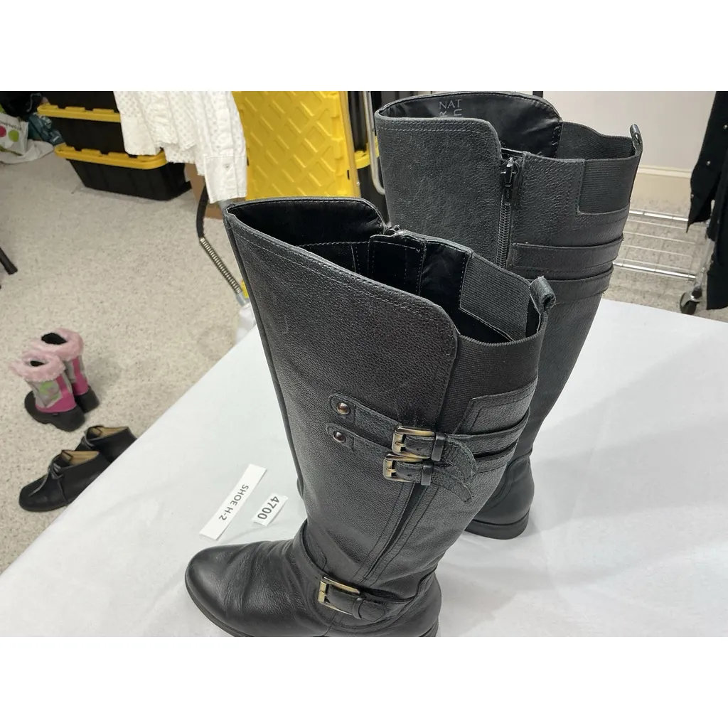 Womans Naturilizer Jessie Riding Boots 6 M Black Strappy Full Zip - Image 3