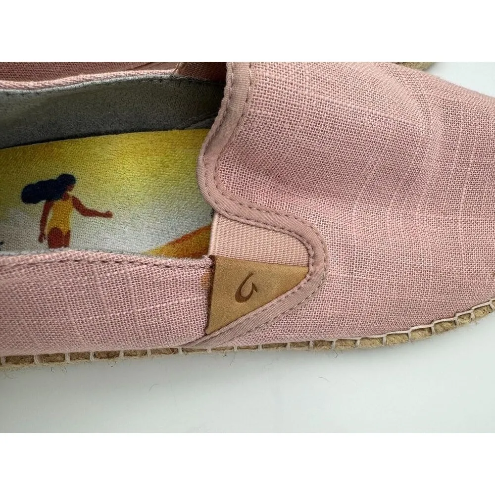 OluKai Kaula Pa'a Kapa Espadrille Shoes Rose Sea Salt Pink Slip On Women's 10 - Image 5