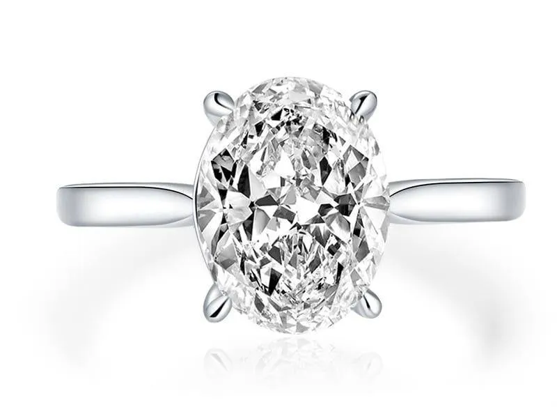 SIZE 6 925  Oval Clear CZ Engagement Ring - Image 4
