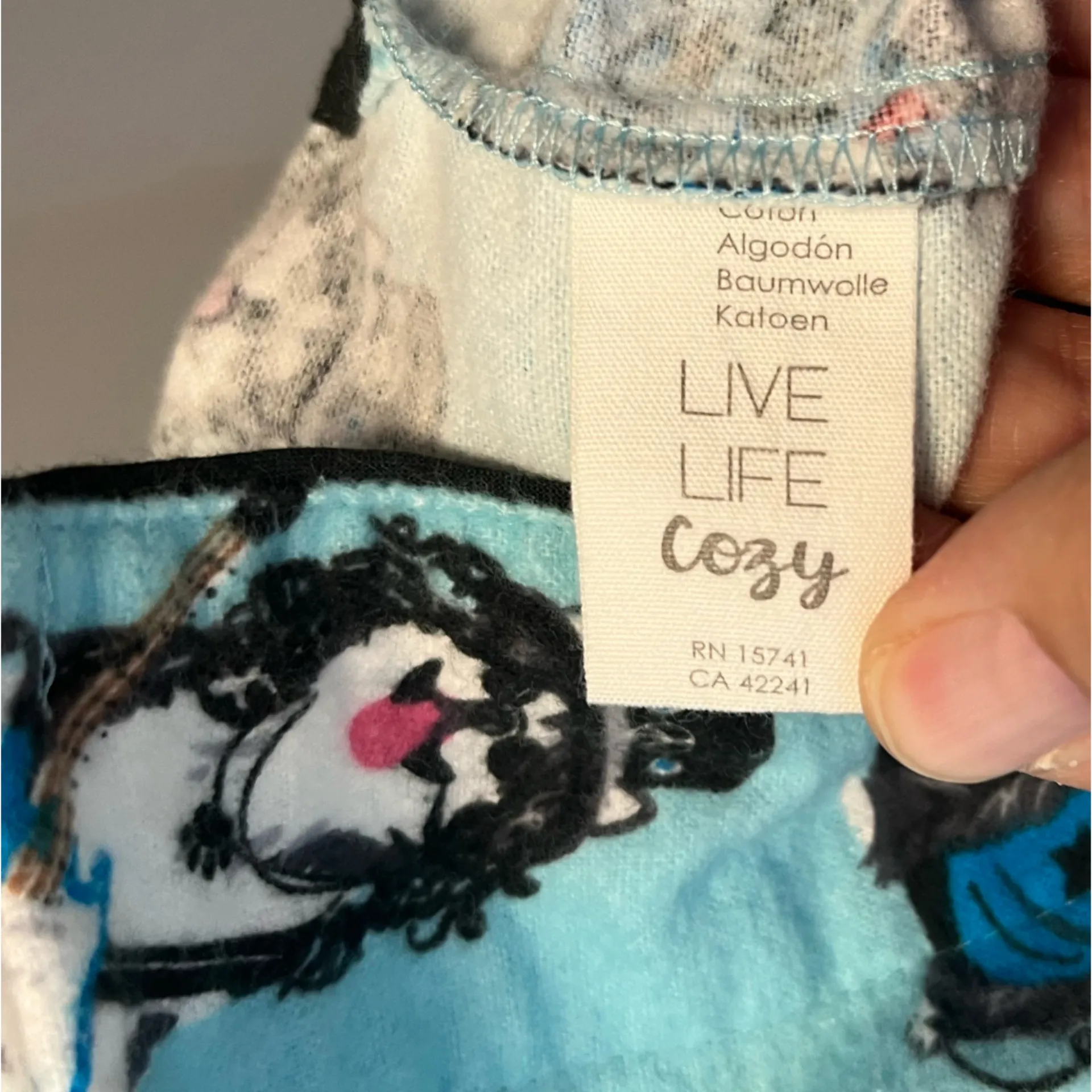 PJ Salvage Flannel Pajamas Set w/ Headband Aqua Sz S NWT Fun Rocker Dogs! Blue - Image 11