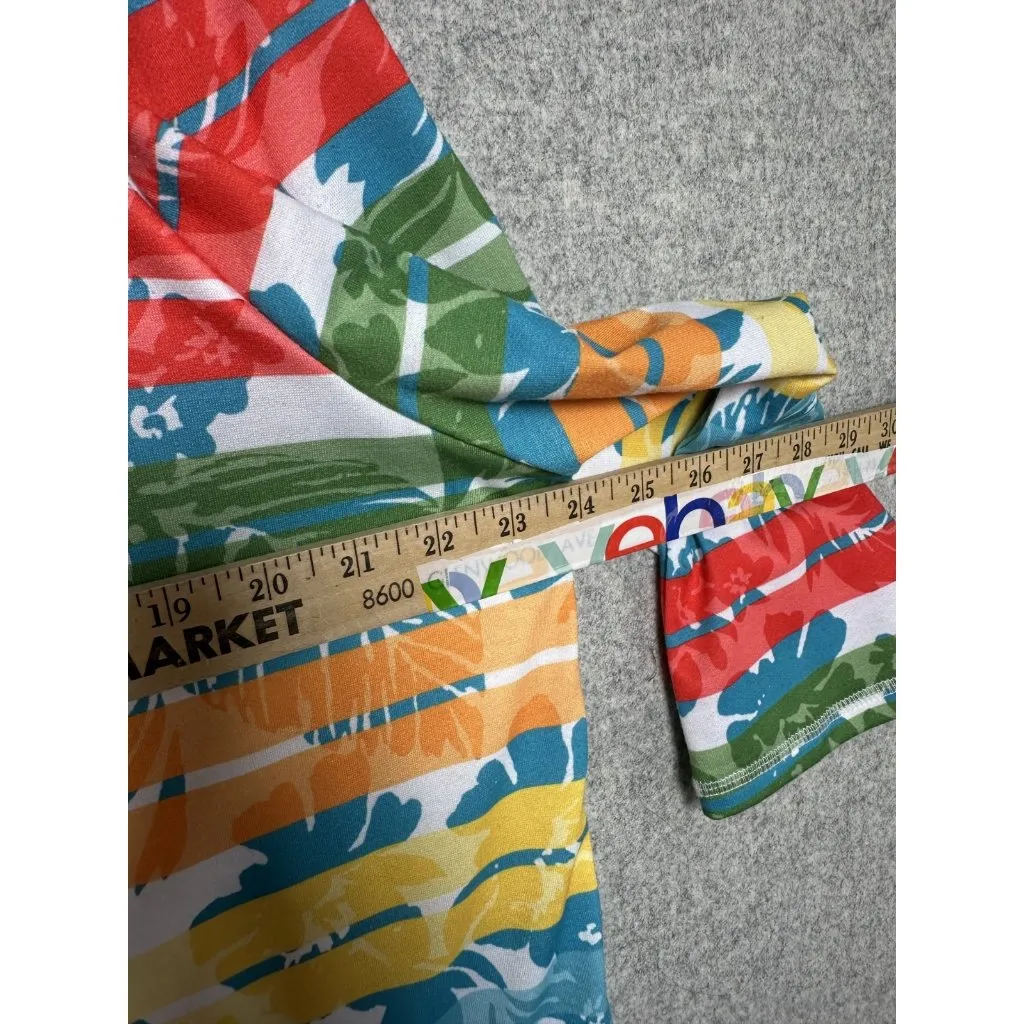 Ruby Rd Womens XL Top Blouse Striped Colorful Beach Tropical 3/4 Sleeve Stretch - Image 9