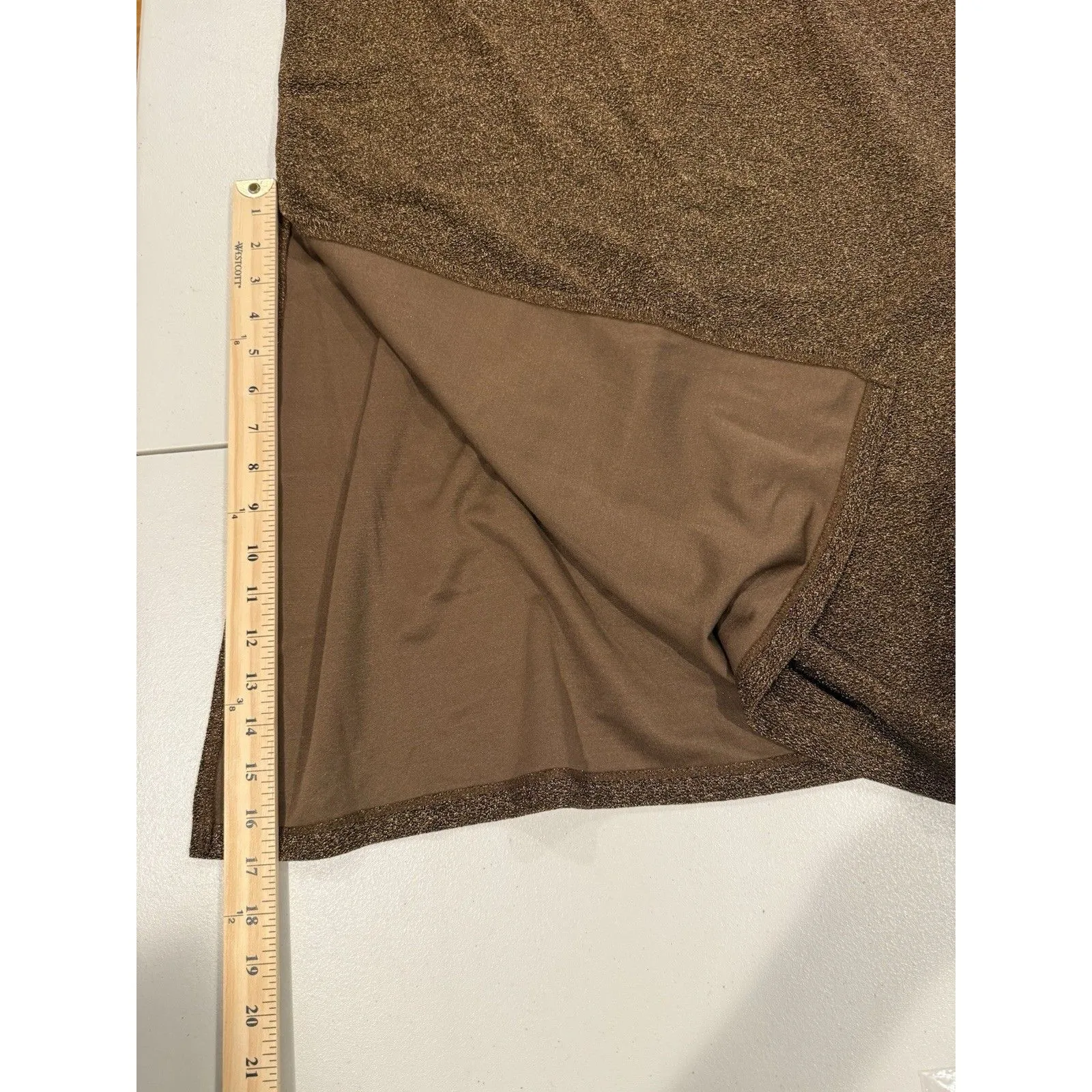 NEW H&M Dress Womens XL Brown/Bronze 90s Friends Shimmer Stretch Adjustable - Image 6