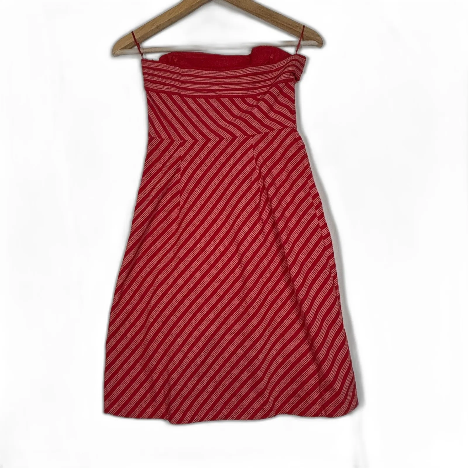 Anthropologie Lil Blazing Rays Red Striped Wrap Dress Sz 0 Classic Retro Preppy - Image 4