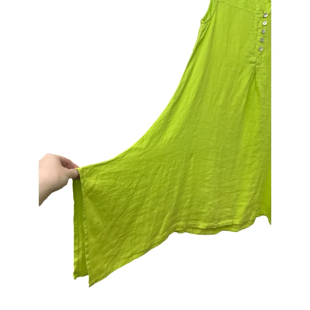 Aria Handmade Italian Linen Monalisa Vest Dress Size Medium In Kiwi Sleeveless - Image 3