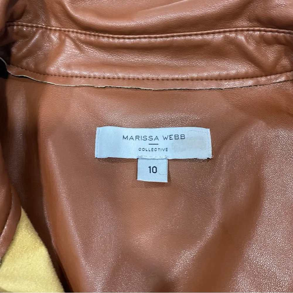 Marissa Webb Faux Leather Shirt Dress Size 10 Brown - Image 5