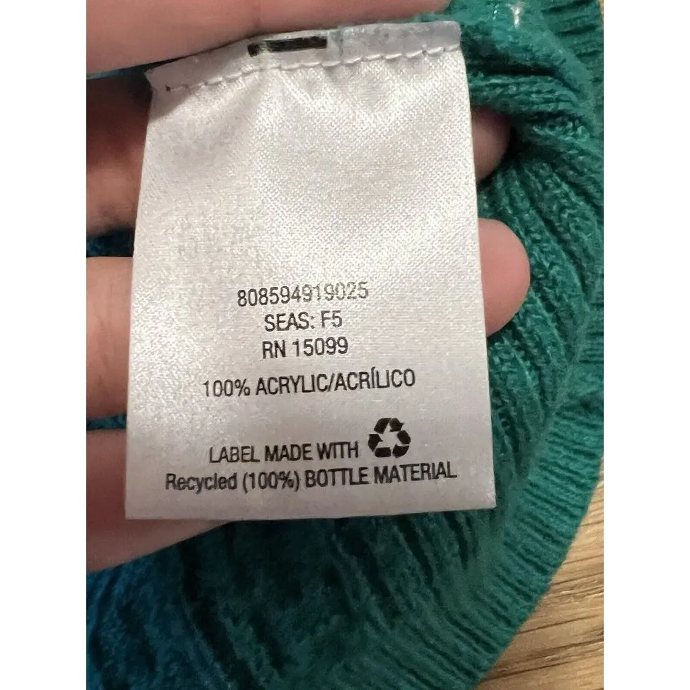 Laura Scott Sweater Women' Petite M Cable Knit Henley Green Pullover Soft Career - Image 10