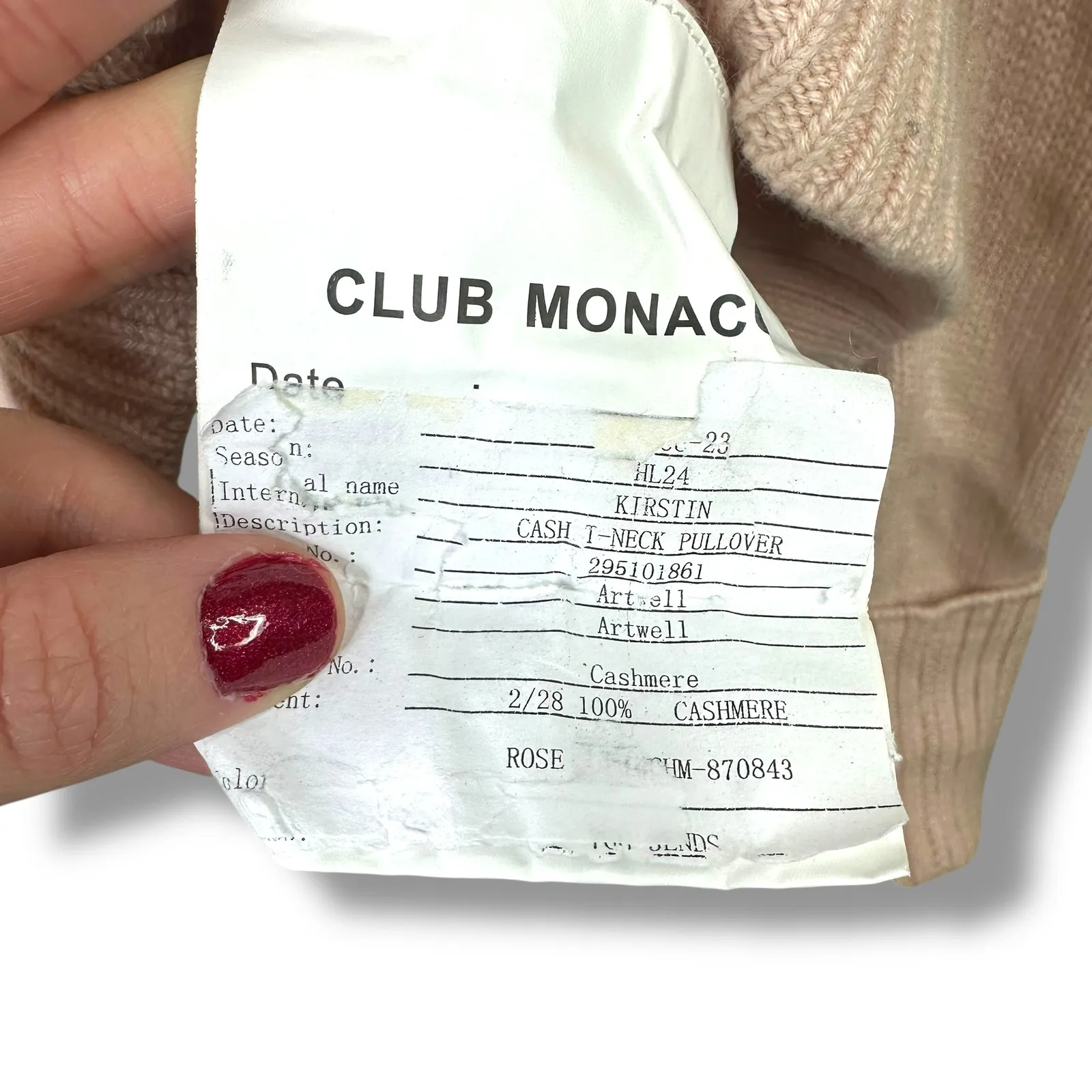 Club Monaco Cashmere Rose Pink Kirstin Cashmere Turtleneck Pullover Sweater - Image 4