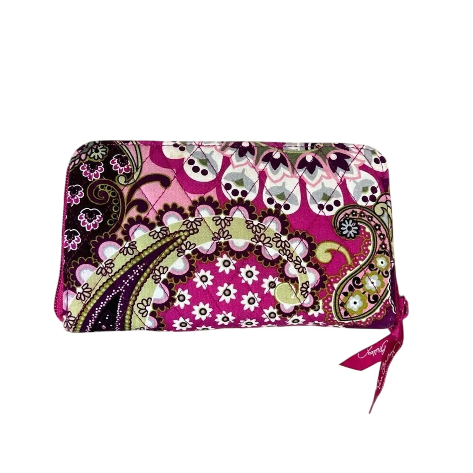 Vera Bradley 2010 "Very Berry Paisley" Hope Toile Hidden Wristlet Wallet Pink‎ - Image 2