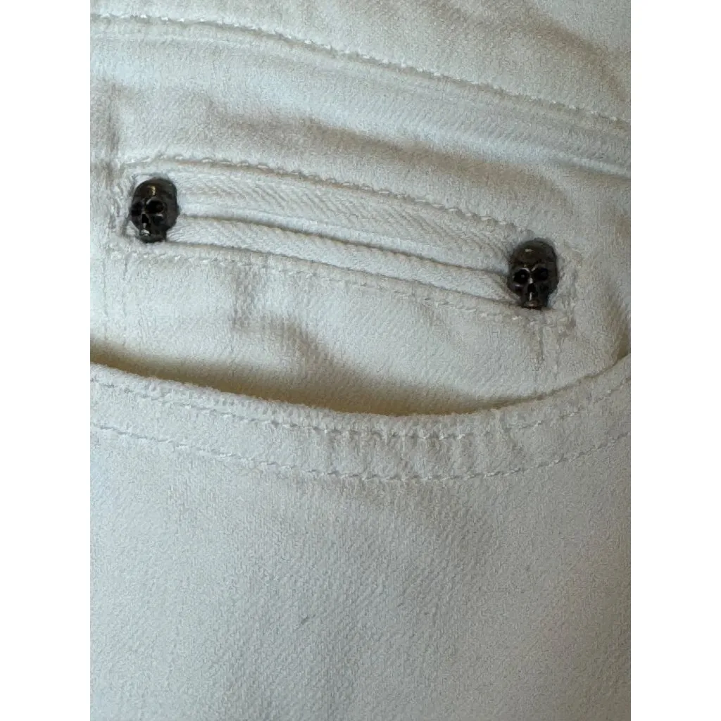 The‎ Kooples Jeans Women 30 White Distressed Denim Fitted Tapered Designer - Image 6