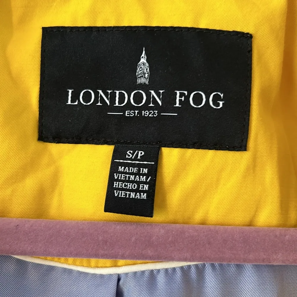 London Fog Yellow Hooded Single Breasted A-Line Rain Jacket Size Small - Image 4