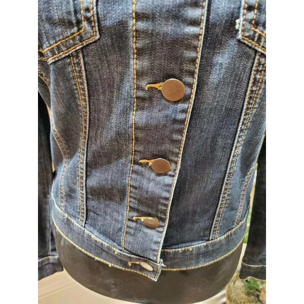 Kut from the Kloth Blue Denim Cotton Buttons Long Sleeve Casual Jeans Jacket - Image 4