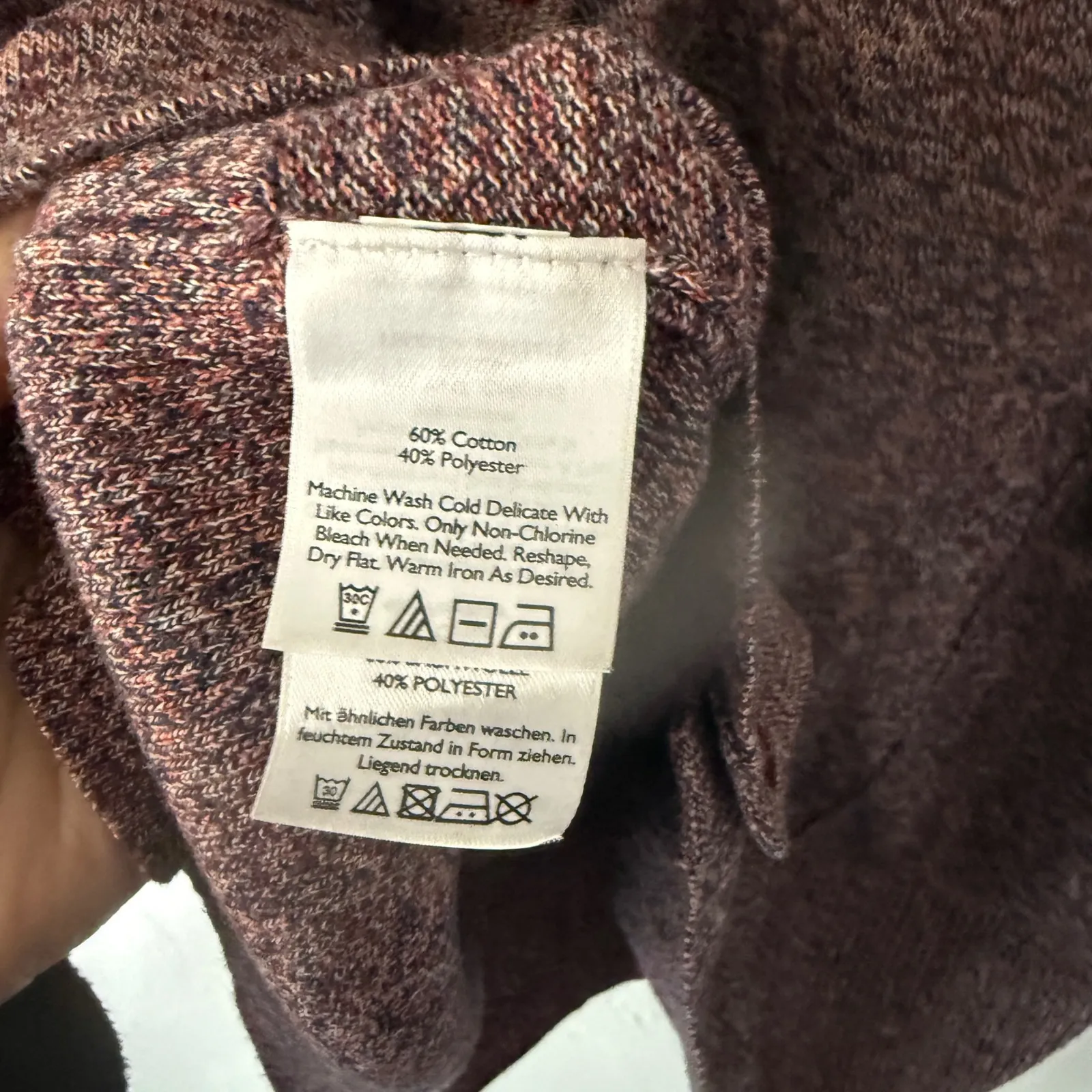 Eddie Bauer Womens Cardigan Sweater Marled Burgundy Button Up‎ L Preppy Academia - Image 7