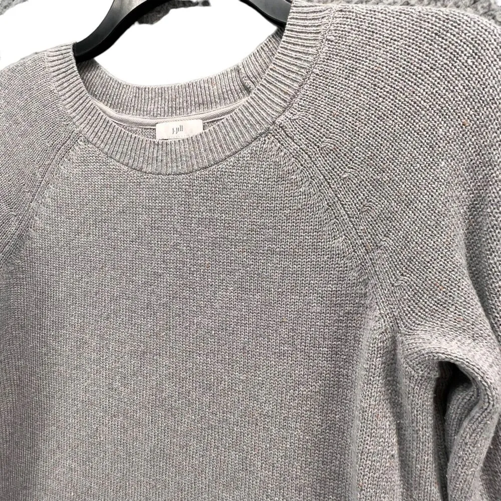 J Jill Sweater Womens XS Gray Knit Crew Neck Pockets Pullover Minimalist Granola - Image 2