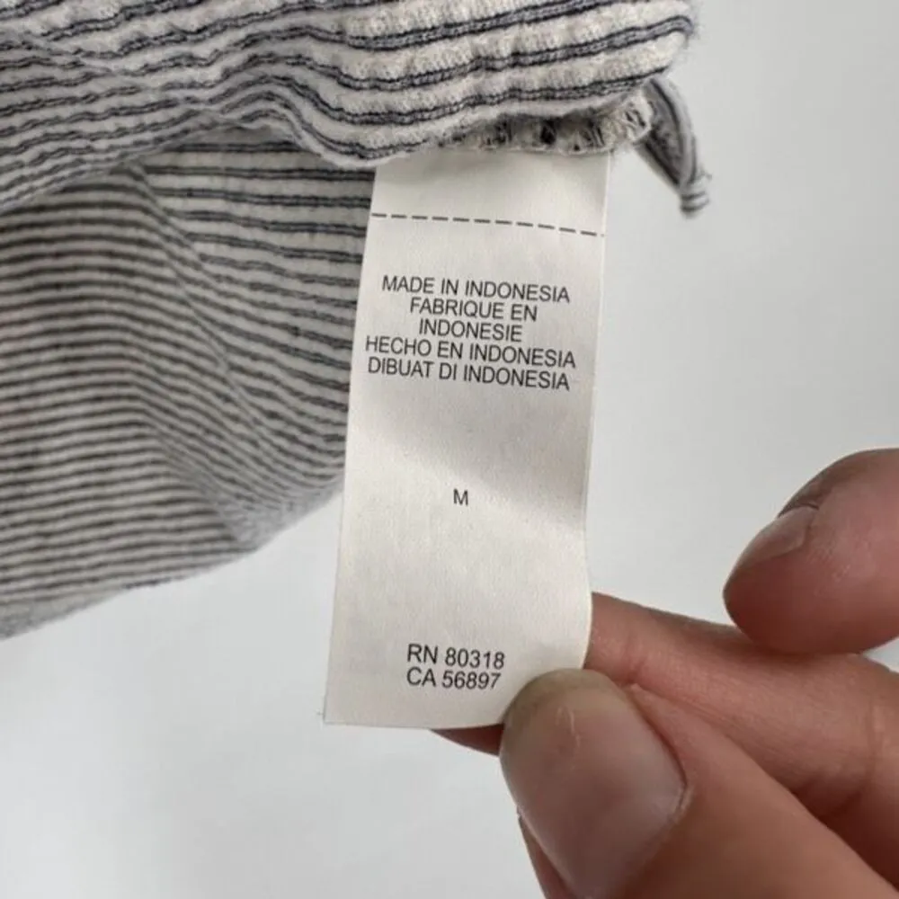 Lucky Brand Women’s Off Shoulder Striped Gauzy‎ Peasant Top Medium Black White - Image 7