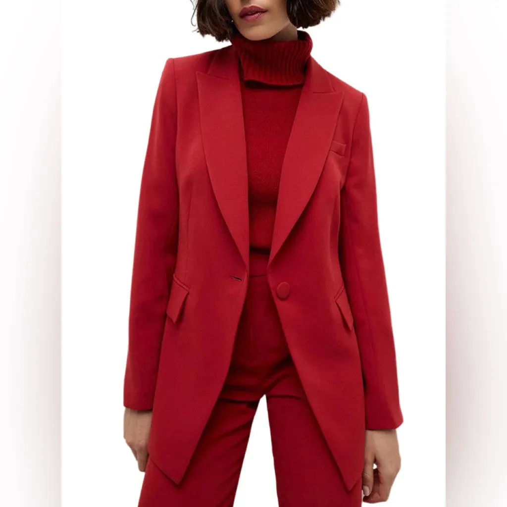 Veronica Beard Long and Lean Dickey Jacket in Crimson Red 4 - Image 3