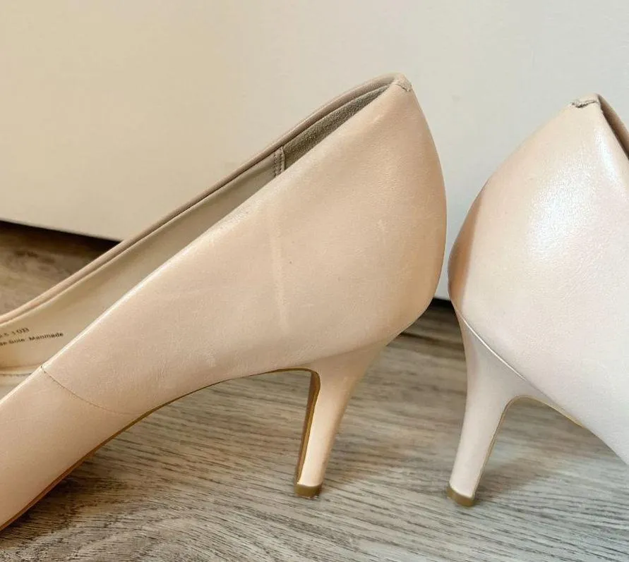 Cole Haan Women's Harlow Open Toe Pump Patent Leather Nude Size 10 - Image 5