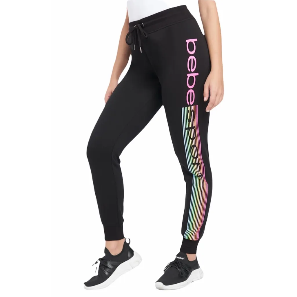 NWT BEBE SPORT Glitter LOGO STRIPE JOGGER Pant - Image 6