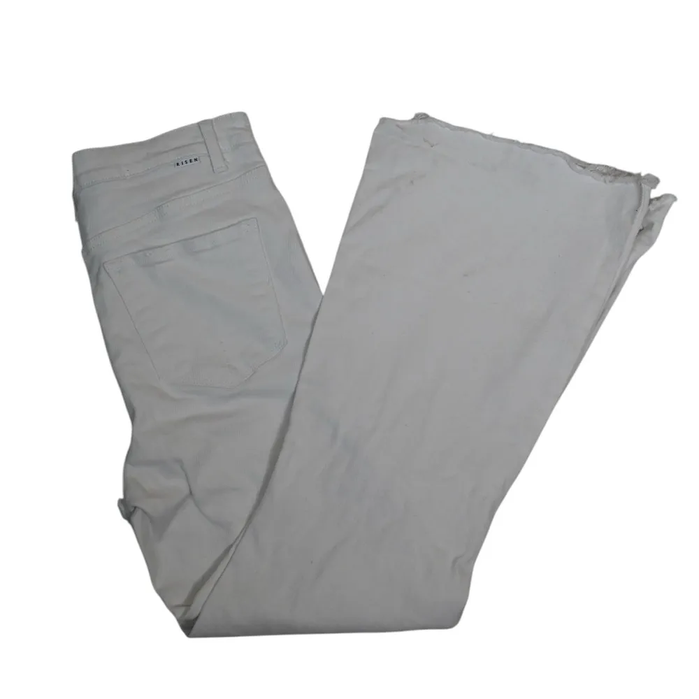 Risen Womens 15/32 High Rise Distressed Flare Jeans White Size undefined - Image 3