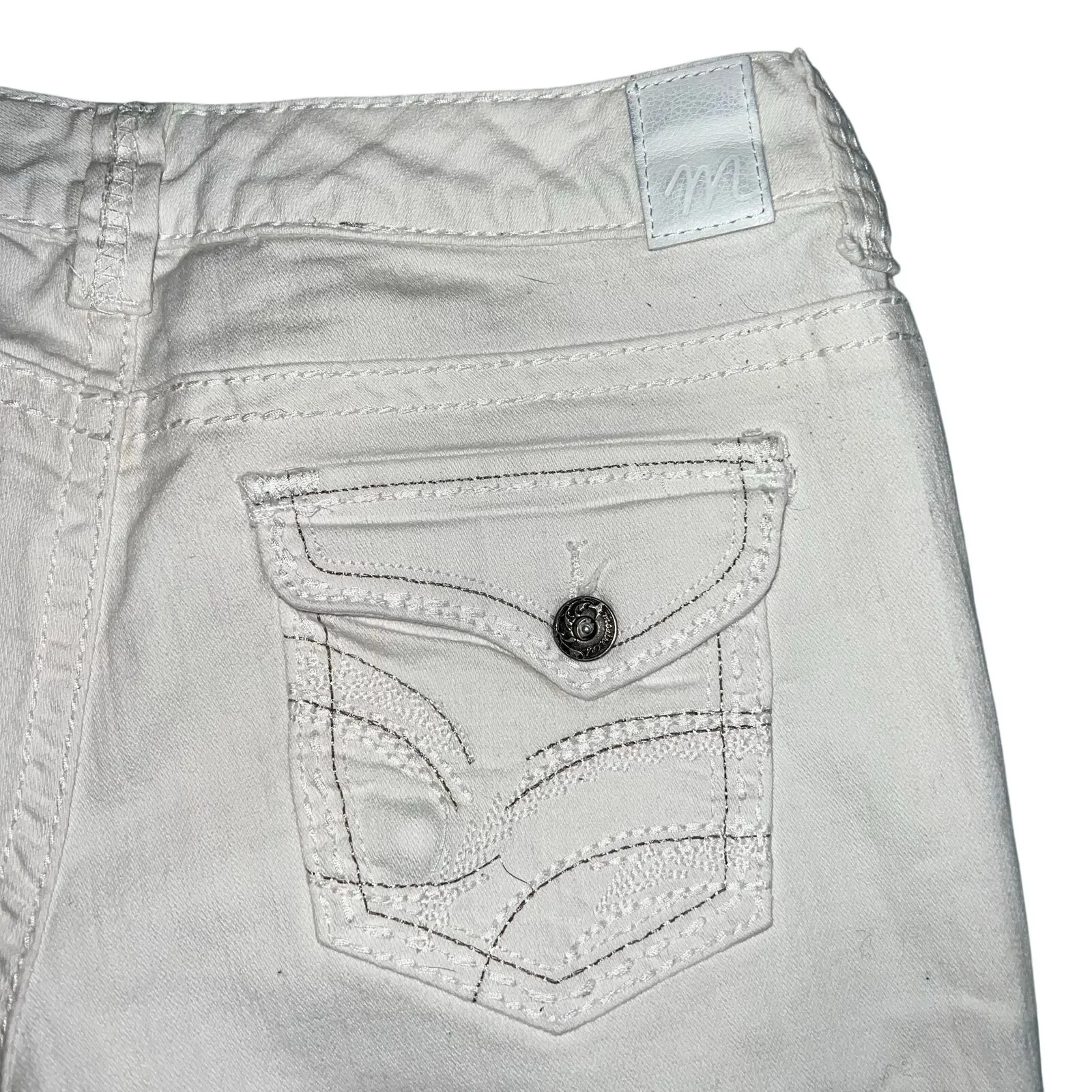 Maurices Womens Capri Denim Jeans Pants Straight Leg White Size 7 8 - Image 7