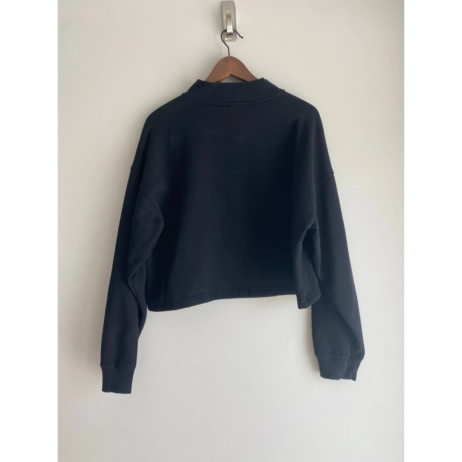 PINK Cropped Quarter Zip Fleece Size Large Black - Image 4