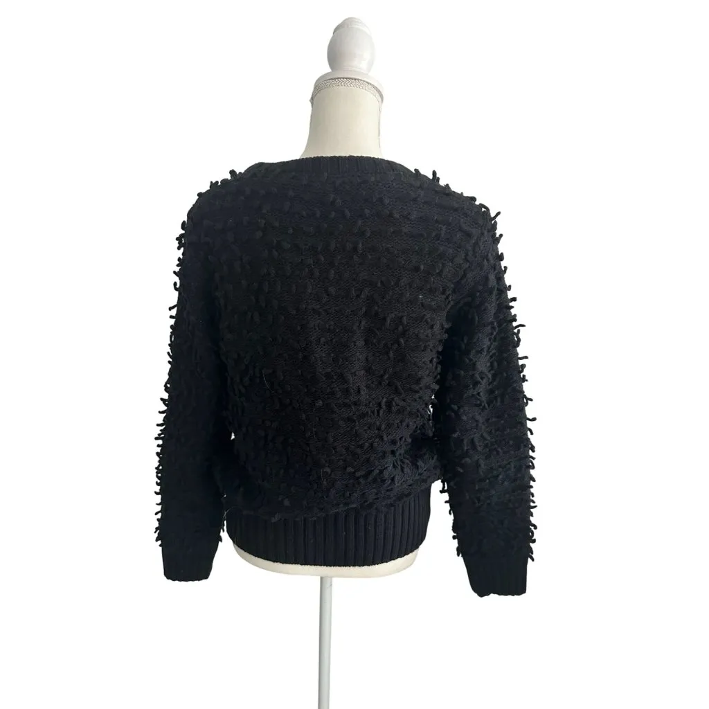 ANINE BING Black Knit Pulled Bomber Style Jacket Coat Size XS - Image 4