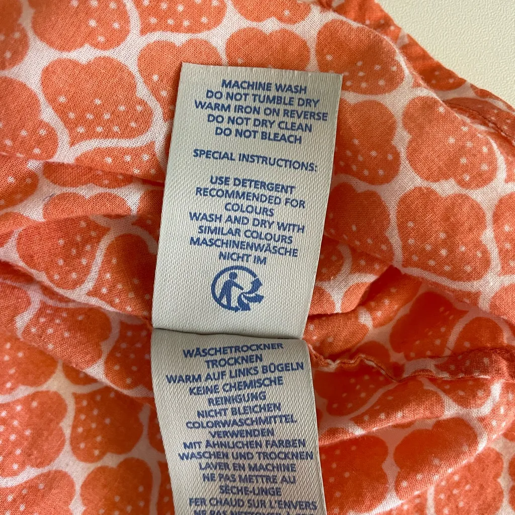 Boden Iconic Geometric Print Cotton Notch Neck Blouse Orange Size 6 - Image 11