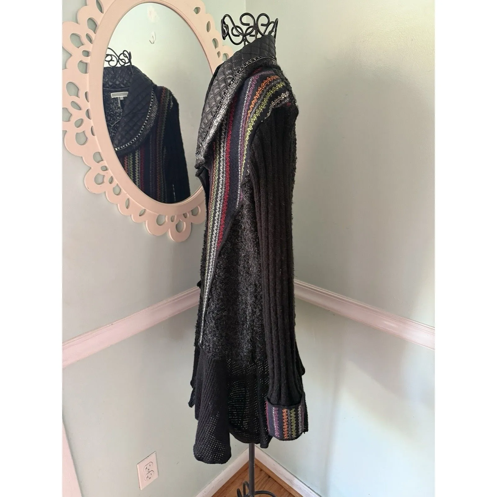 Liquid by Sioni Artsy Funky Whimsical Goth Boho Punk Sweater Cardigan Jacket S - Image 5