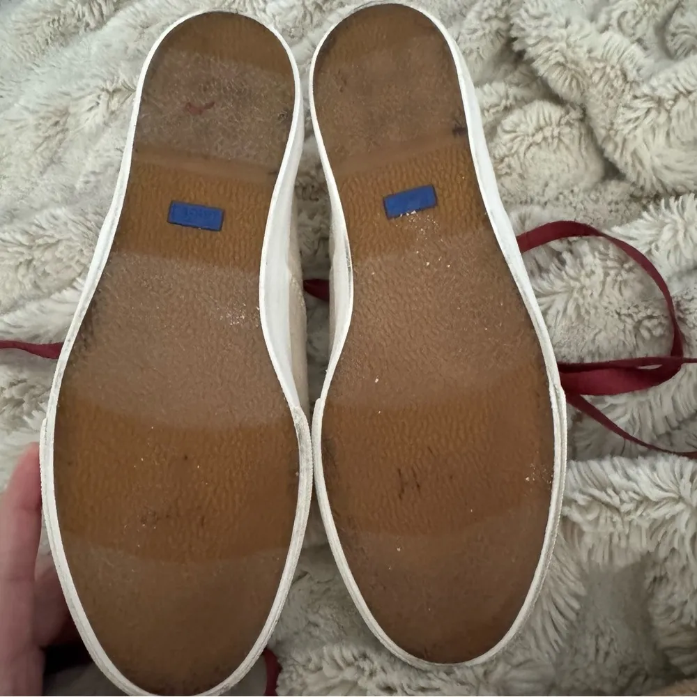 Keds Women's Cream Canvas Sneakers with Burgundy Laces - Image 12