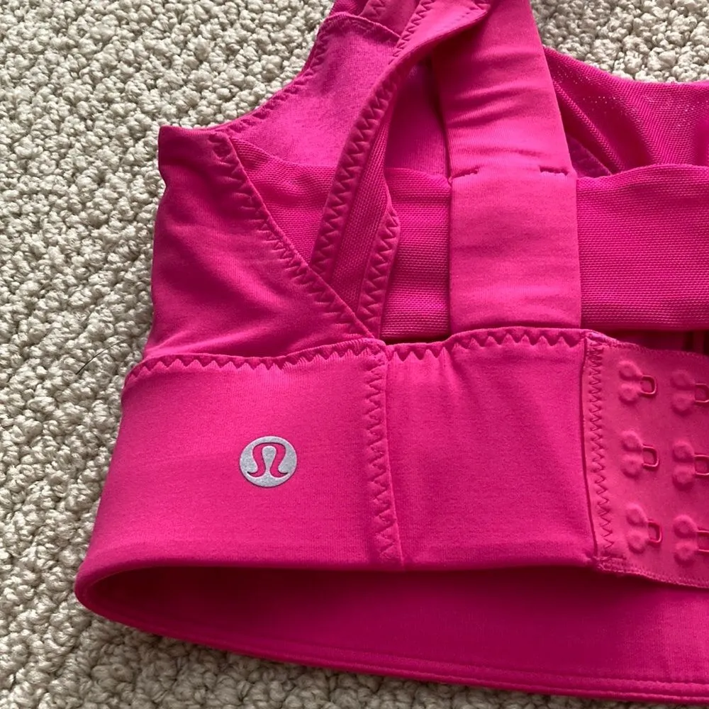 NEW LULULEMON Oxygen Bra Long Line Raspberry Pink Size 4 High Support Mesh NWOT - Image 9