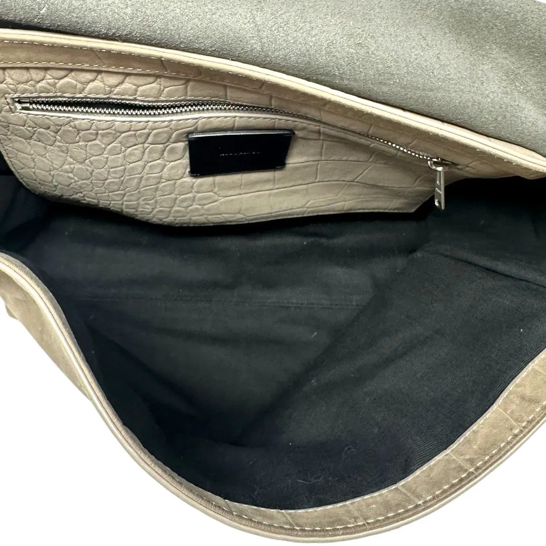 AllSaints Paradise Gray Leather Croc Embossed Shoulder Satchel Bag - Image 5