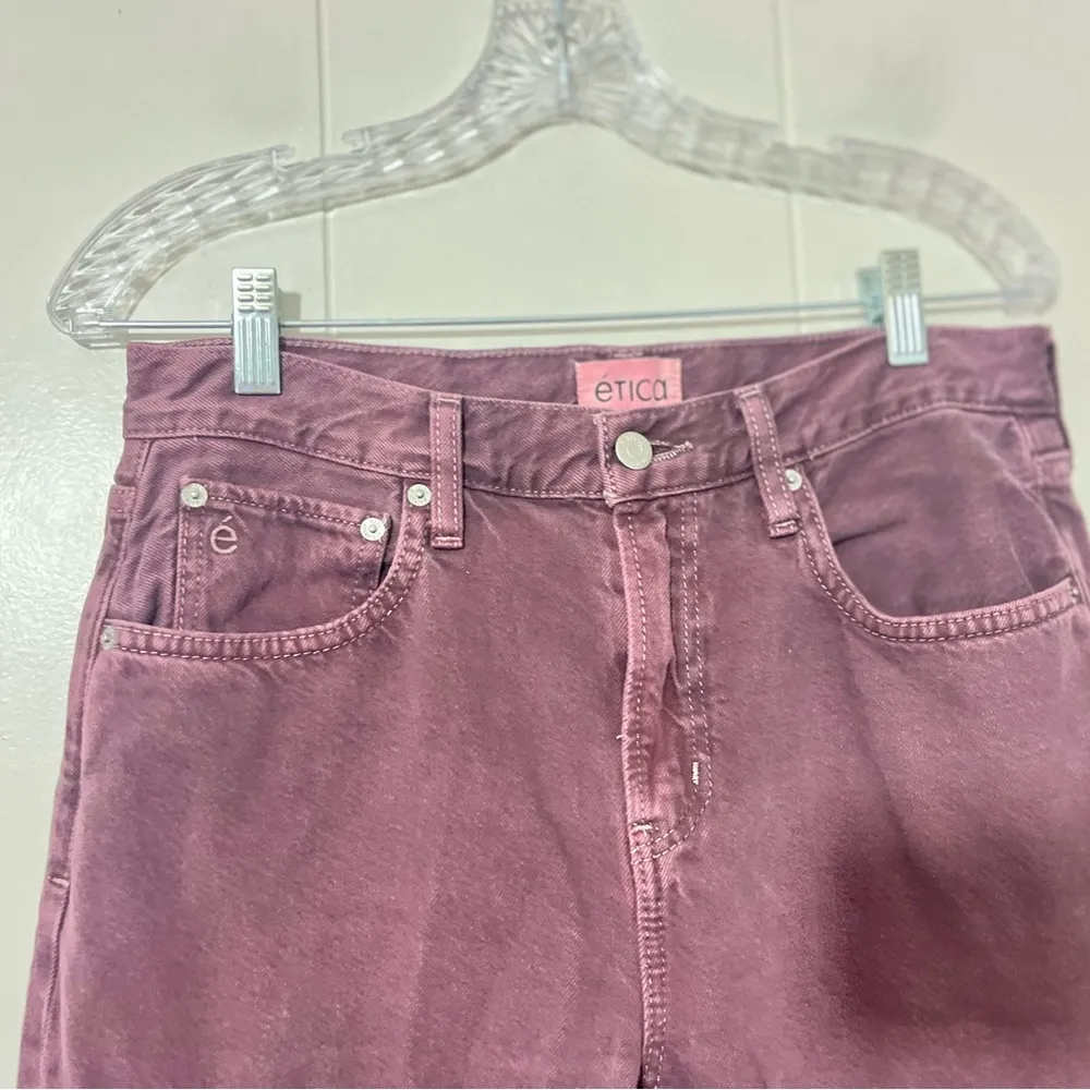 Etica Jeans Marlowe Slim Boyfriend Womens Ankle Pants Purple Size 27 - Image 4