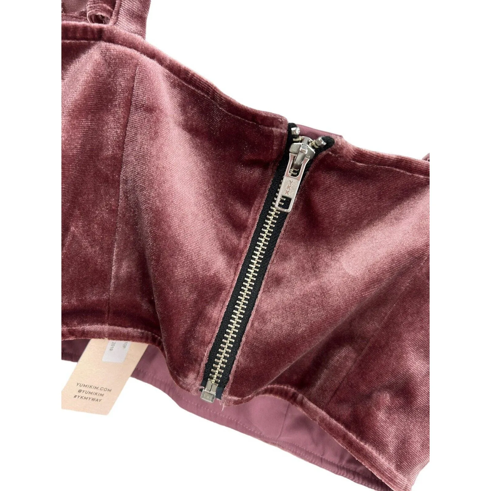 Yumi Kim Velvet Bustier Crop‎ Mauve Small New - Image 4