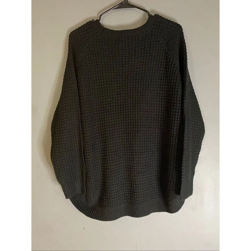 Ronnie Salloway Black Chunky Knit Button Split Side Scoop Neck Sweater M Black Size M - Image 6