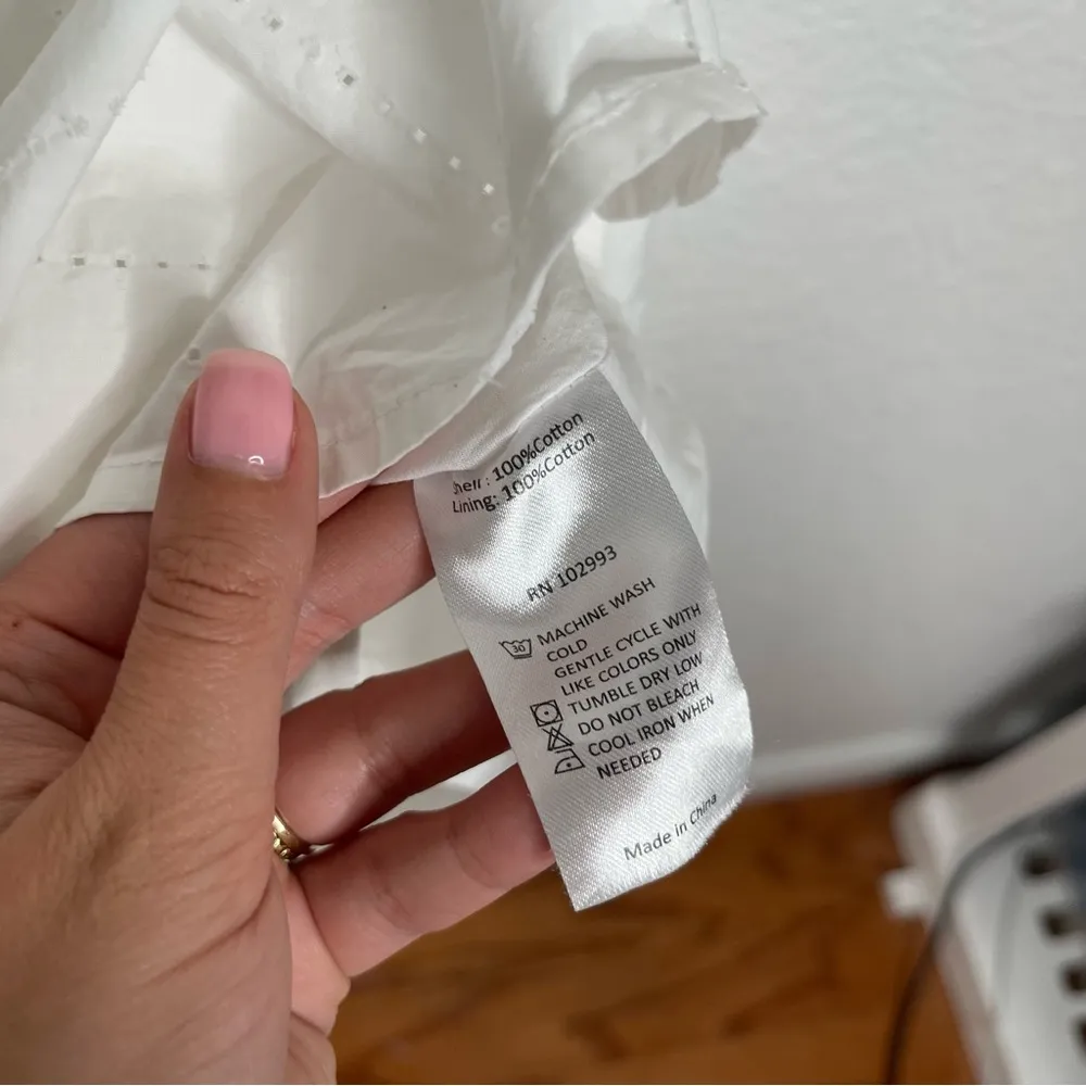 Adam Lippes White Eyelet Ruffle Midi Dress Size 10 - Image 7